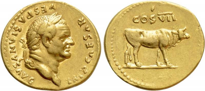 VESPASIAN (69-79). GOLD Aureus. Rome.

Obv: IMP CAESAR VESPASIANVS AVG.
Laure...