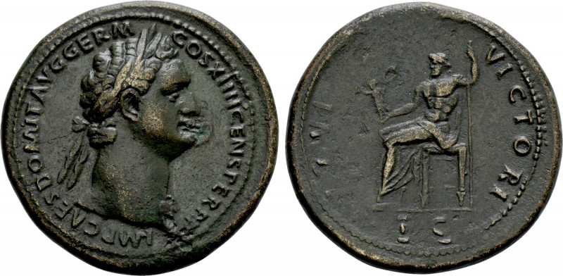 DOMITIAN (81-96). Sestertius. Rome. 

Obv: IMP CAES DOMIT AVG GERM COS XIIII C...