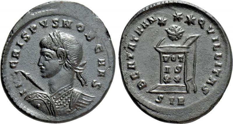 CRISPUS (Caesar, 316-326). Follis. Treveri. 

Obv: IVL CRISPVS NOB CAES. 
Lau...