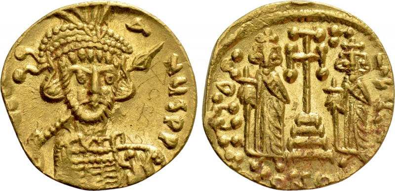 CONSTANTINE IV POGONATUS with HERACLIUS and TIBERIUS (668-685). GOLD Solidus. Co...