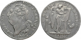 FRANCE. Louis XVI (1774-1793). AR Écu de 6 livres (1792 / An 4). Limoges