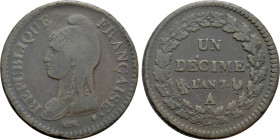 FRANCE. First Republic (1795-1799). Décime. Paris. Dated L'An 7 A (AD 1798/9)