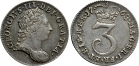 GREAT BRITAIN. George III (1760-1820). Threepence (1763)