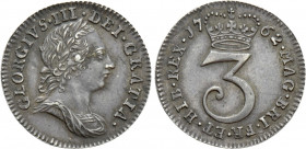 GREAT BRITAIN. George III (1760-1820). Threepence (1762)