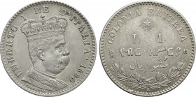 ITALY. Umberto I (1878-1900). 1 Lira (1890). Eritrea colony. Rome mint