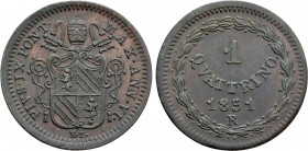 ITALY. Papal States. Pius IX (1846-1870). Quattrino (1851/VI). Rome