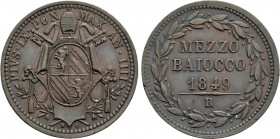 ITALY. Papal States. Pius IX (1846-1870). 1/2 Baiocco (1849/IIII). Rome
