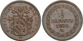 ITALY. Papal States. Pius IX (1846-1870). 1/2 Baiocco (1850/IV). Rome
