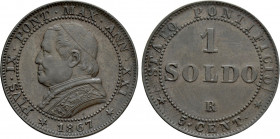 ITALY. Papal States. Pius IX (1846-1870). 1 Soldo (1867/XXI). Rome