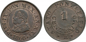 ITALY. Papal States. Pius IX (1846-1870). 1 Centesimo (1866/XXI). Rome