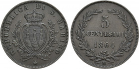 SAN MARINO. Republic. 5 Centesimi (1864). Milano mint