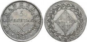 SPAIN. Barcelona. 5 Pesetas (1811)