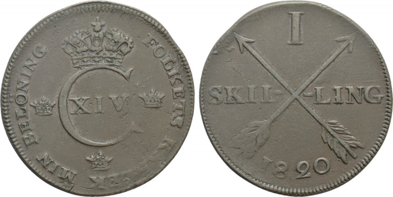 SWEDEN. Charles XIV John (1818-1844). 1 Skilling (1820). 

Obv: FOLKETS KÄRLEK...