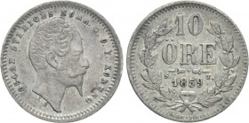 SWEDEN. Oscar I (1844-1859). 10 Ore (1859-ST)