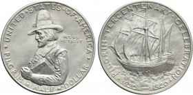 UNITED STATES. Half Dollar (1921). Massachusetts. Commemorating the landing of Pilgrims at Plymouth