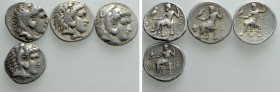 4 Tetradrachms of Alexander III and Seleucus