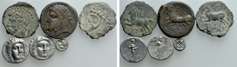 6 Greek Coins . 

Obv: .
Rev: .

. 

Condition: See picture.

Weight: g...