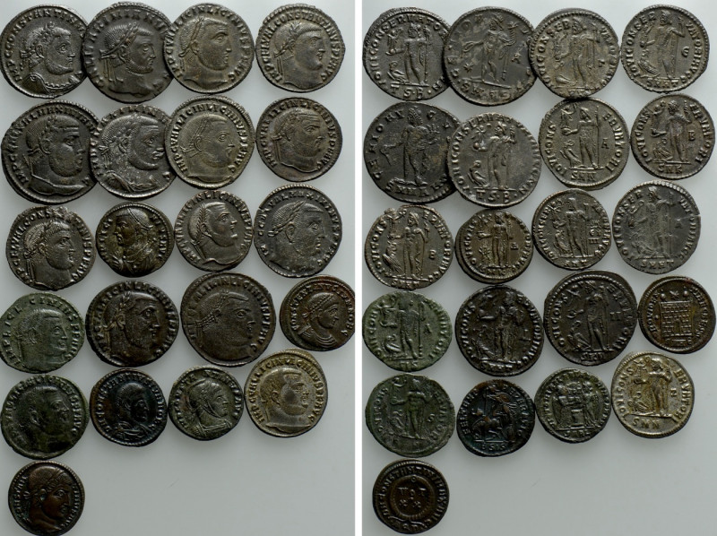 21 Late Roman Coins. 

Obv: .
Rev: .

. 

Condition: See picture.

Weig...