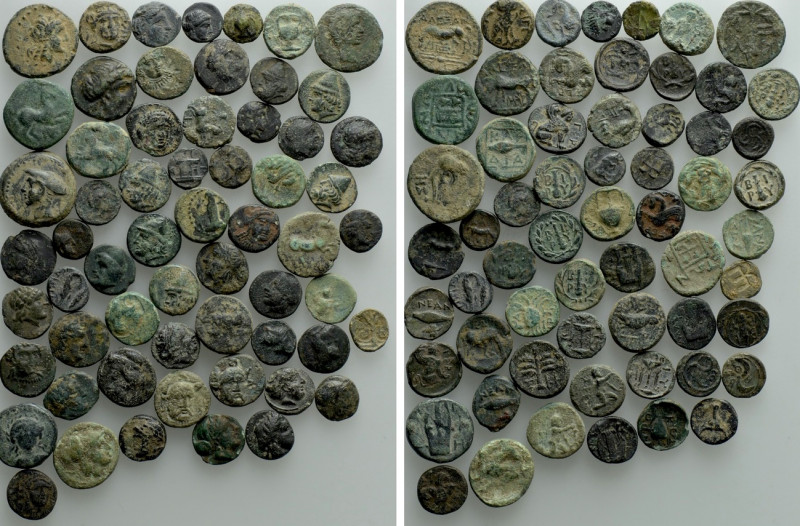 Circa 60 Greek Coins. 

Obv: .
Rev: .

. 

Condition: See picture.

Wei...