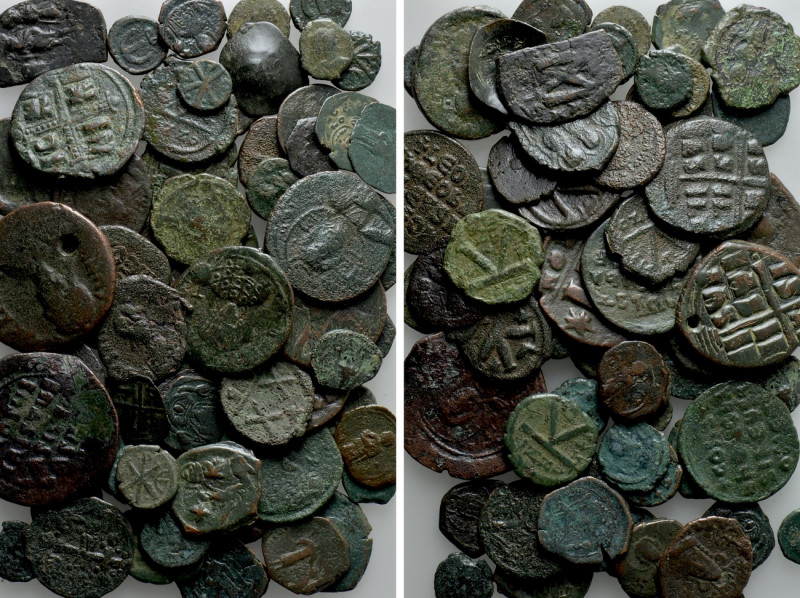 Circa 70 Byzantine Coins. 

Obv: .
Rev: .

. 

Condition: See picture.
...