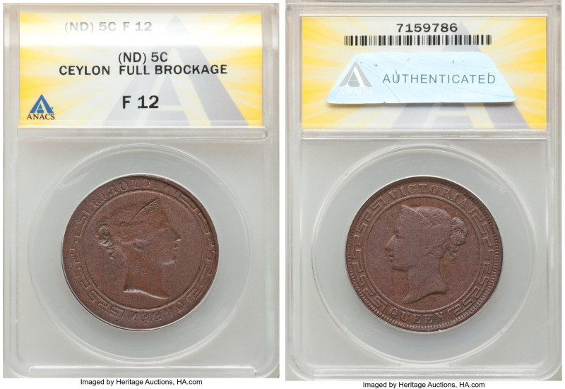 British Colony. Victoria Mint Error - Obverse Brockage 5 Cents ND (1870-1892) F1...