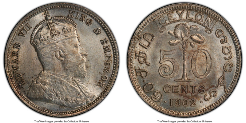 British Colony. Edward VII 50 Cents 1902 MS64 PCGS, KM99. Mint radiance abounds ...