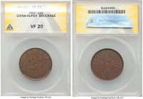 Hupeh. Kuang-hsü Mint Error - Obverse Brockage 10 Cash ND (1902-1905) VF20 ANACS, cf. KM-Y120.3. A very popular full brockage which always comes highl...