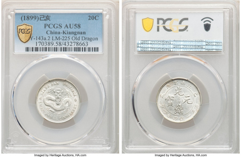 Kiangnan. Kuang-hsü 20 Cents CD 1899 AU58 PCGS, Nanking mint, KM-Y143a.2, L&M-22...