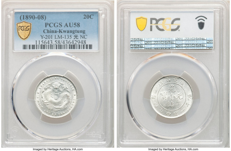 Kwangtung. Kuang-hsü 20 Cents ND (1890-1908) AU58 PCGS, Kwangtung mint, KM-Y201,...