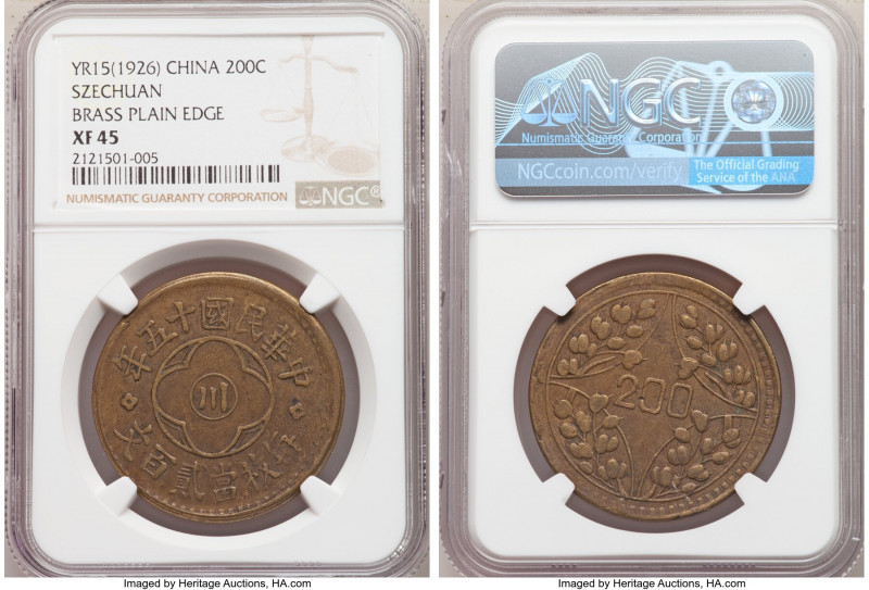 Szechuan. Republic Pair of Certified Assorted Cash NGC, 1) brass 100 Cash Year 2...