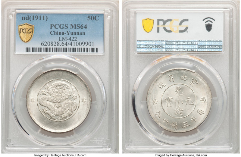 Yunnan. Republic 50 Cents ND (1911-1915) MS64 PCGS, KM-Y257, L&M-422. Two circle...