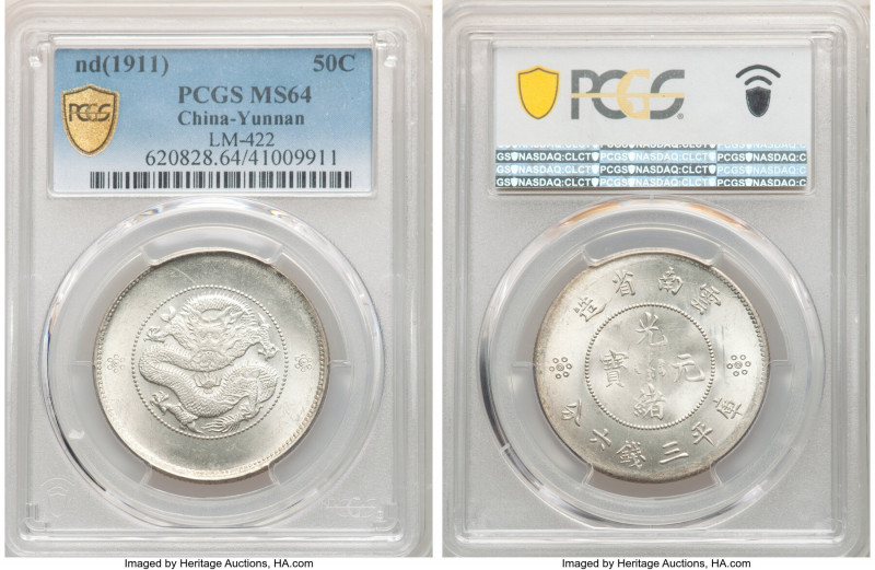 Yunnan. Republic 50 Cents ND (1911-1915) MS64 PCGS, KM-Y257, L&M-422. Two circle...