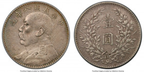 Republic Yuan Shih-kai Dollar Year 8 (1919) XF Details (Chop Mark) PCGS, KM-Y329.6, L&M-76. Nien not connected variety. An exceedingly popular date wi...