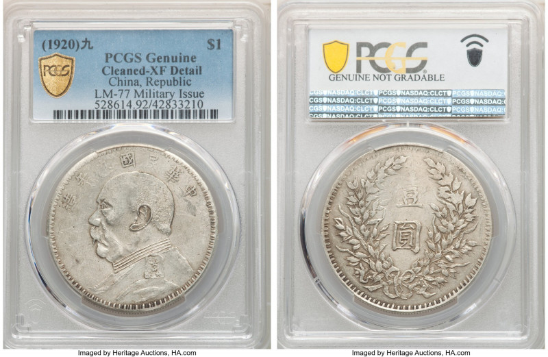 Republic Yuan Shih-kai "Military" Dollar Year 9 (1920) XF Details (Cleaned) PCGS...