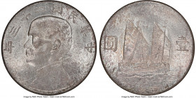 Republic Sun Yat-sen "Junk" Dollar Year 23 (1934) MS64+ NGC, KM-Y345, L&M-110. Endowed with a delightful, gently speckled patina that clings delicatel...