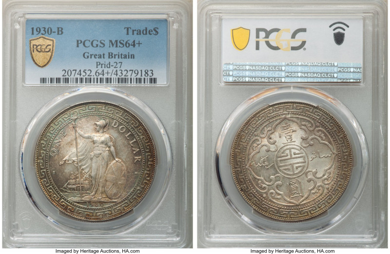 George V Trade Dollar 1930-B MS64+ PCGS, Bombay mint, KM-T5, Prid-27. A captivat...