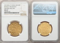 British India. Bengal Presidency gold Mohur AH 1202 Year 19 (1825-1830) MS62 NGC, Calcutta mint, KM114, Stevens-6.7. Edge grained left. Finely struck ...