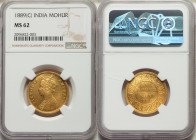 British India. Victoria gold Mohur 1889-(c) MS62 NGC, Calcutta mint, KM496, Prid-23, S&W-6.16. An splendid piece, bearing razor-sharp motifs and lumin...