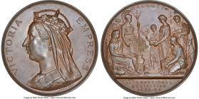 British India. Victoria bronze "Calcutta International Exhibition" Medal 1883-1884 MS62 Brown NGC, Pudd-883.2.1. 76mm. By J.S. & A.B. Wyon. Dressed in...