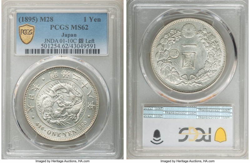 Meiji Counterstamped Yen Year 30 (1897) MS62 PCGS, cf. KM-Y28a.5 (there, with co...