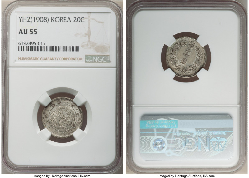 Yung Hi 3-Piece Lot of Certified Issues Year 2 (1908) NGC, 1) 20 Chon - AU58, KM...