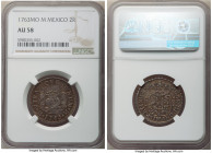 Charles III 2 Reales 1763 Mo-M AU58 NGC, Mexico City mint, KM87, Cal-647. An elusive fractional denomination on the cusp of Mint State, particularly w...
