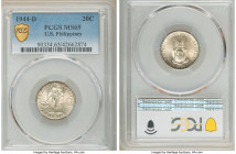 USA Administration 2-Piece Lot of Certified Assorted Issues PCGS, 1) 10 Centavos 1945-D - MS65, KM181 2) 20 Centavos 1944-D - MS65, KM182 Denver mint....