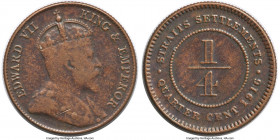 British Colony. Edward VII Mule 1/4 Cent 1916, KM-Unl., Prid-Unl., SS-Unl. 2.25gm. Pairing the obverse of an Edward VII 1/4 Cent (cf. KM17) with the r...