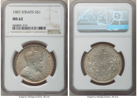 British Colony. Edward VII Dollar 1907 MS62 NGC, KM26, Prid-5. A conditionally challenging three-year type and one that always garners bidder interest...