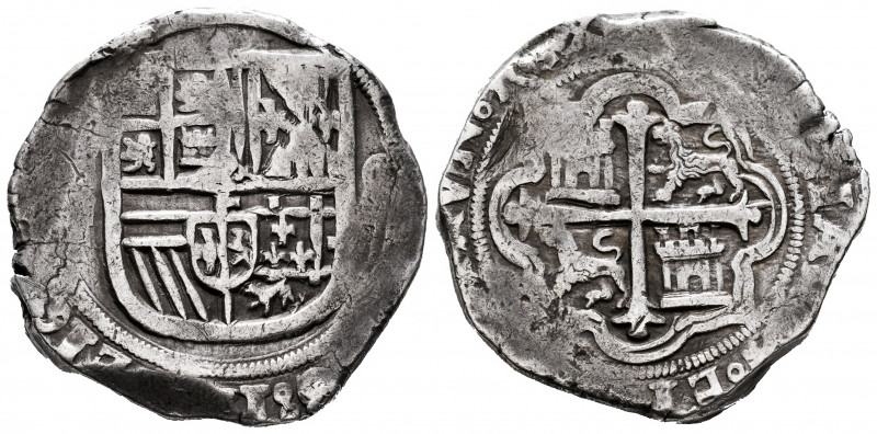 Philip II (1556-1598). 8 reales. ND. Mexico. F. (Cal-664). Ag. 27,50 g. Very wea...