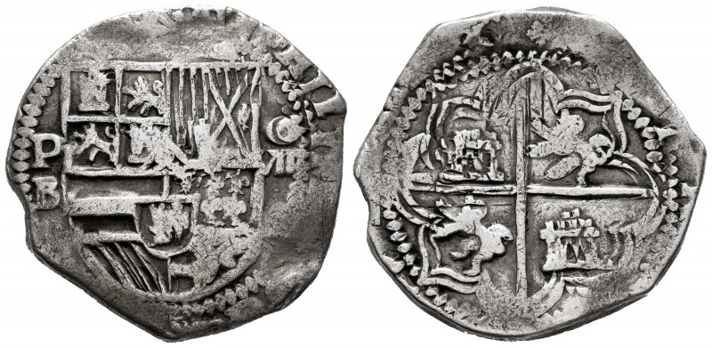 Philip II (1556-1598). 8 reales. Potosí. B. (Cal-672). Ag. 26,74 g. VF. Est...25...