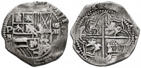 Philip II (1556-1598). 8 reales. Potosí. B. (Cal-672). Ag. 26,74 g. VF. Est...250,00. 

Spanish description: Felipe II (1556-1598). 8 reales. Potosí...