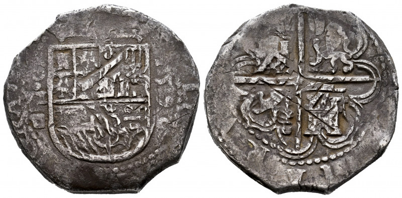 Philip II (1556-1598). 8 reales. 1590. Sevilla. (Cal-728). Ag. 26,20 g. Vertical...