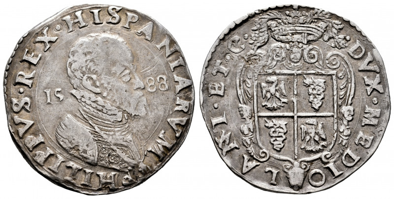 Philip II (1556-1598). 1 ducaton. 1588. Milano. (Tauler-487). (Vti-53). Ag. 29,6...